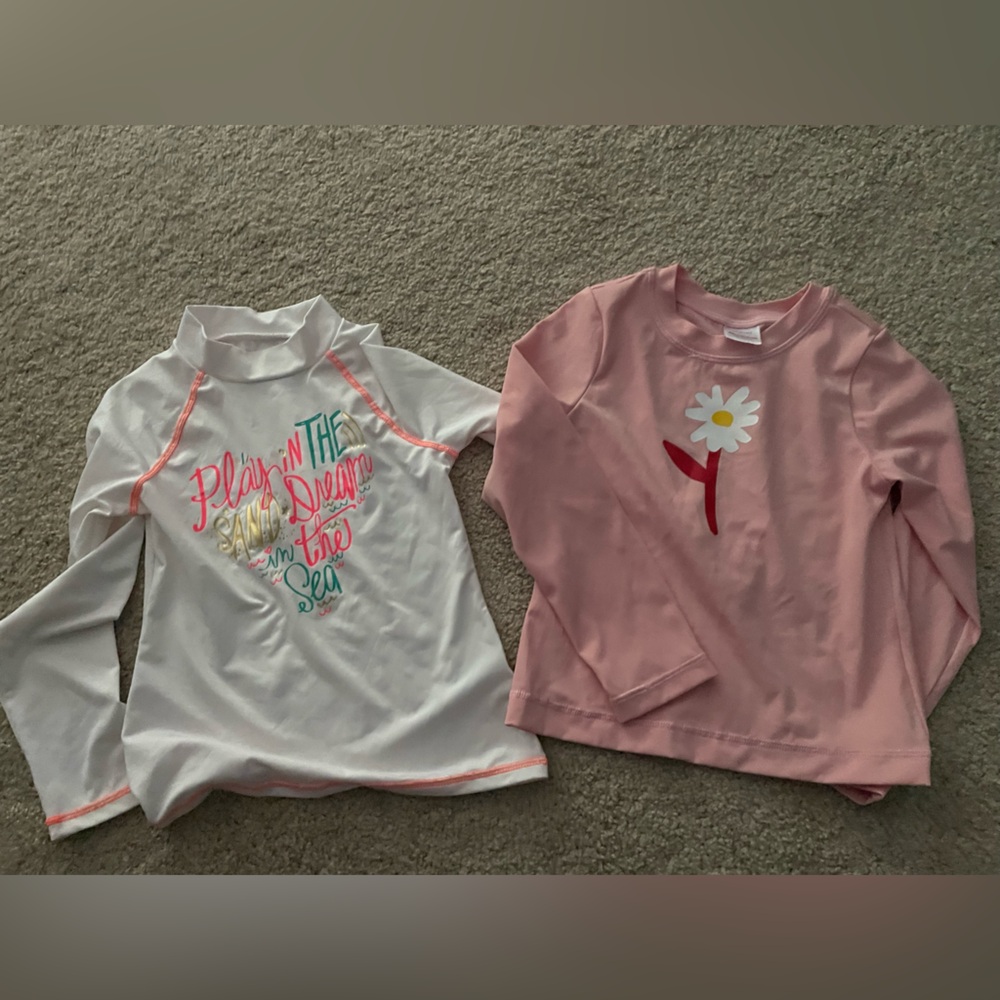 Bundle of 2!! Hanna Andersson & Cat & Jack Pink and White Rashguard Swim Set